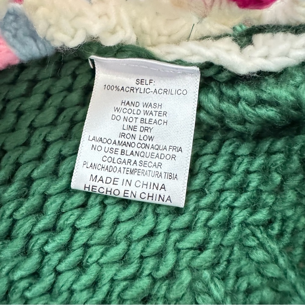 Listicle Granny Square Crochet Cardigan Sweater Green Multicolor Size M - Picture 9 of 11